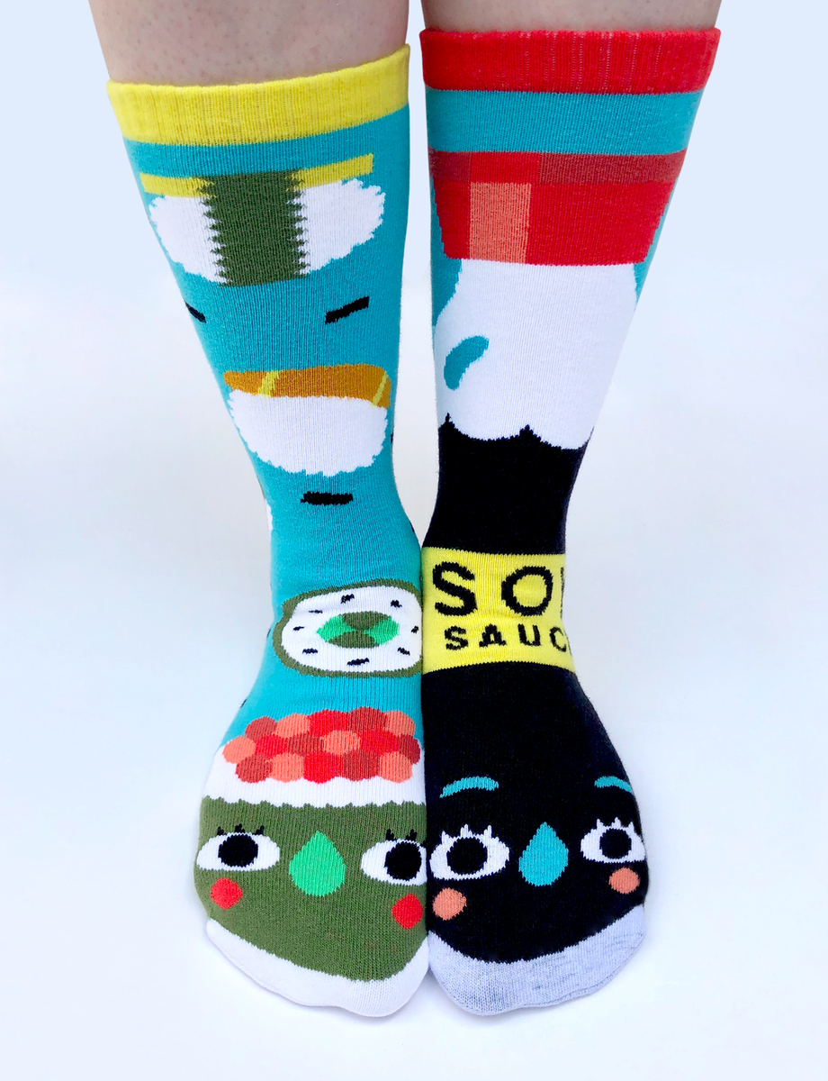 Sushi Inspired Socks Gift Box - Cotton - 2 Patterns - 4 Pairs