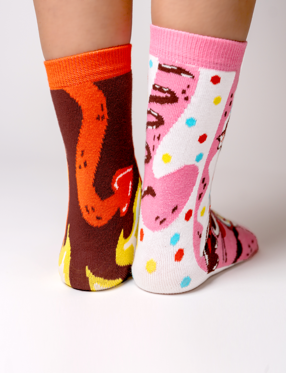 KIDS PURRTY SWEET & FELINE SPICY NON-SLIP SOCKS