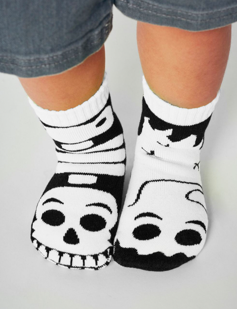 KIDS GHOST & SKELETON GLOW-IN-THE-DARK NO SLIP SOCKS