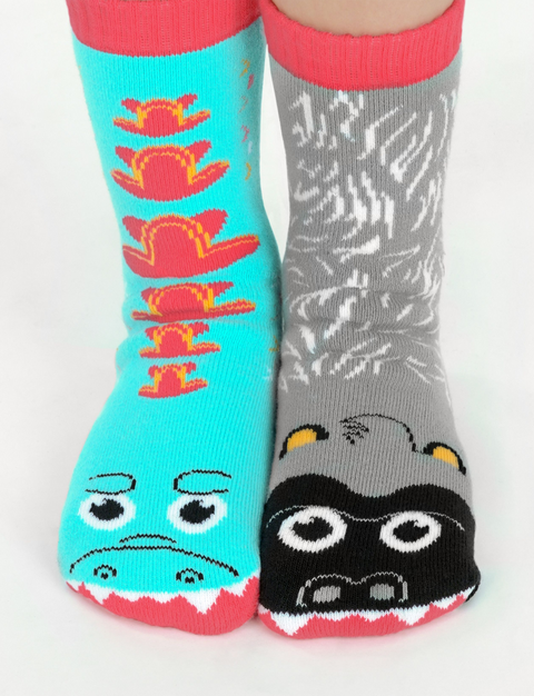 KIDS GIANT GORILLA & MUTANT LIZARD NO SLIP SOCKS