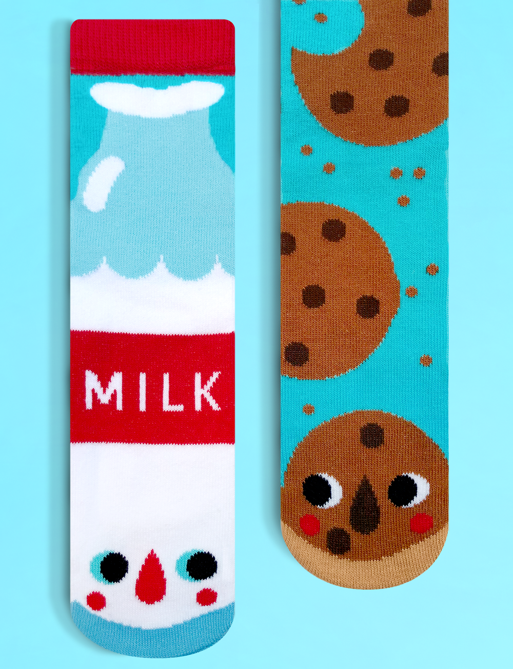 WE GO TOGETHER LIKE MILK & COOKIES! ADULT MISMATCHED SOCKS