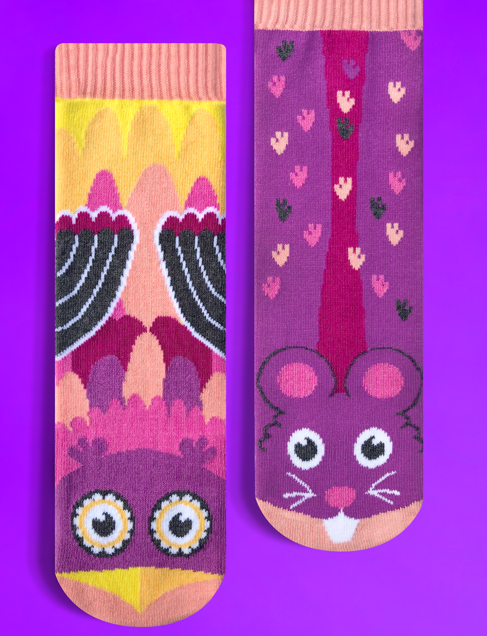 KIDS OWL & MOUSE NO SLIP SOCKS