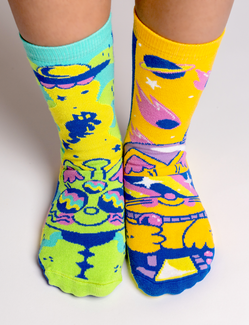 KIDS LUNAR & TICK NO SLIP CAT SOCKS