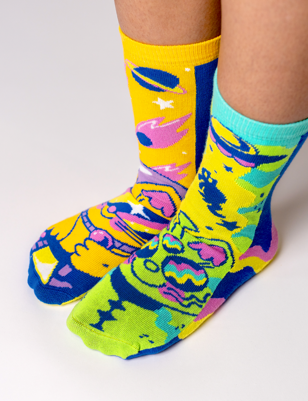 KIDS LUNAR & TICK NO SLIP CAT SOCKS