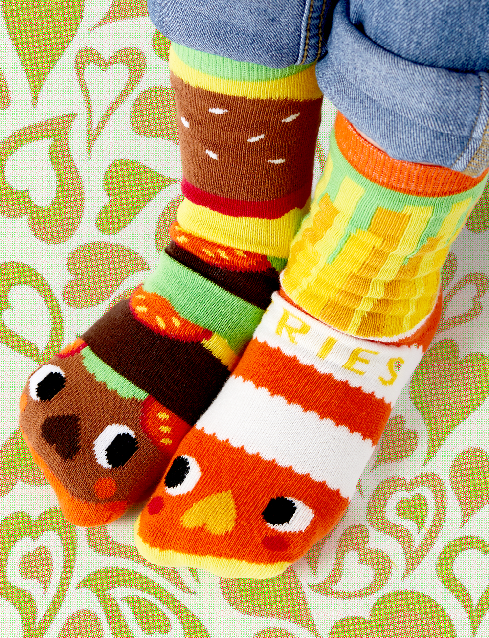 WE GO TOGETHER LIKE A BURGER & FRIES! ADULT MISMATCHED SOCKS